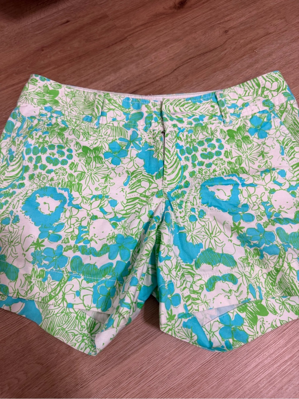 Lilly Pulitzer Green & Blue Floral Cotton Shorts